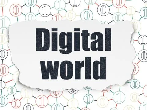 Information concept: Digital World on Torn Paper background Stockillustratie