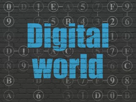 Information concept: Digital World on wall background 库存插图