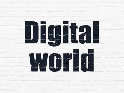 Information concept: Digital World on wall background Stockillustratie