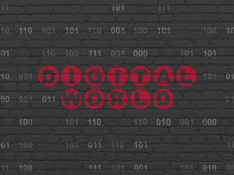 Information concept: Digital World on wall background Stock Illustration