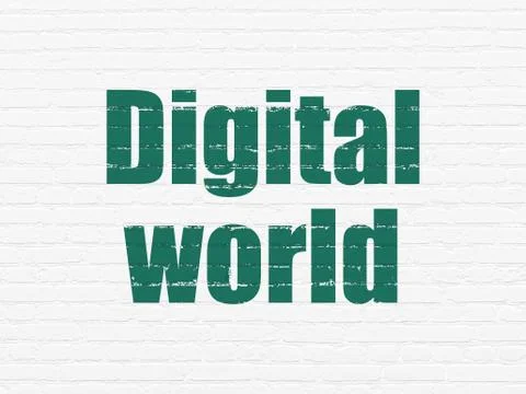 Information concept: Digital World on wall background Stockillustratie