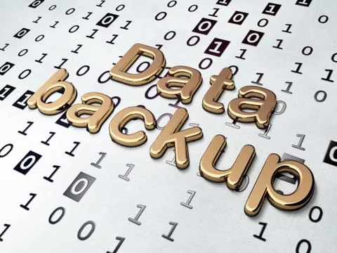 Information concept: Golden Data Backup on Binary Code background Stock Illustration