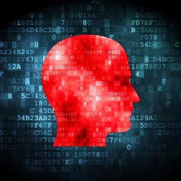 Information concept: Head on digital background Stockillustratie