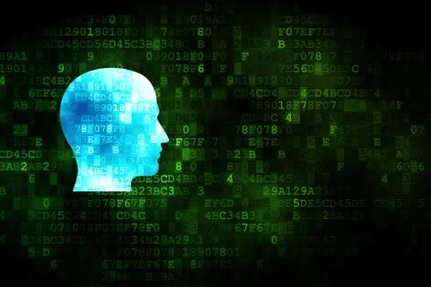 Information concept: Head on digital background Stockillustratie