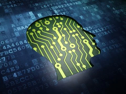 Information concept: Head on digital screen background Stock Illustration