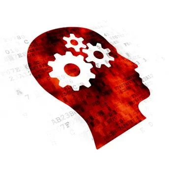Information concept: Head With Gears on Digital background Иллюстрация