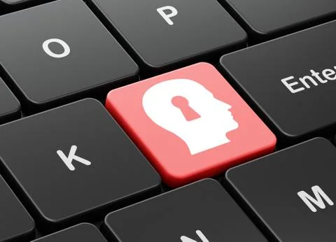 Information concept: Head With Keyhole on computer keyboard background Stockillustratie