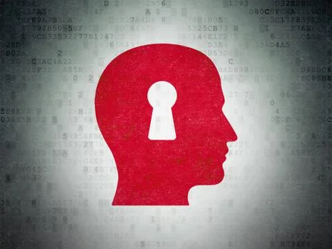 Information concept: Head With Keyhole on Digital Paper background 스톡 일러스트