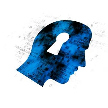 Information concept: Head With Keyhole on Digital background Stock Illustration