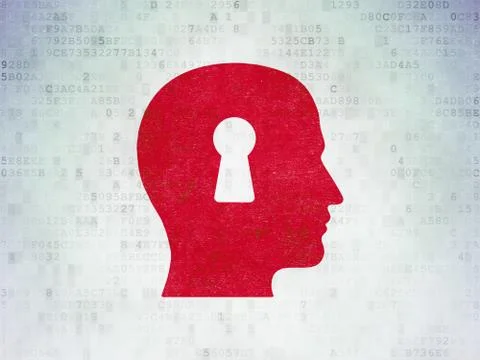 Information concept: Head With Keyhole on Digital Data Paper background イラスト素材