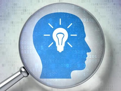 Information concept: Head Light Bulb with optical glass on digital イラスト素材