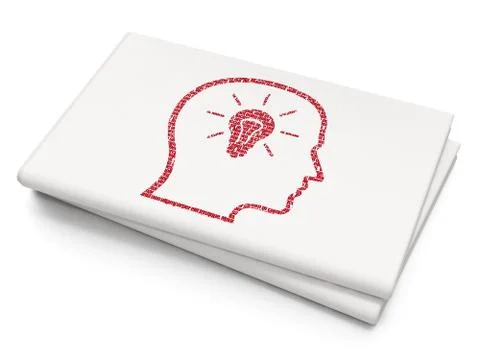 Information concept: Head With Lightbulb on Blank Newspaper background Illustrazione stock