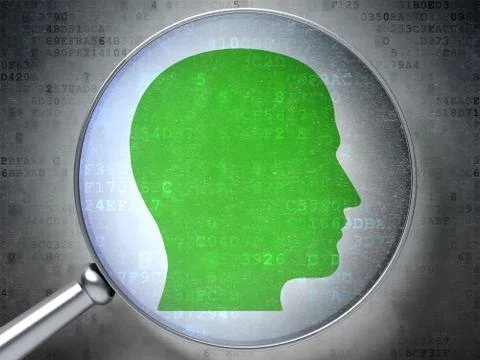 Information concept: Head with optical glass on digital backgro Stockillustratie