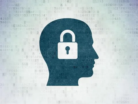 Information concept: Head With Padlock on Digital Paper background Stockillustratie