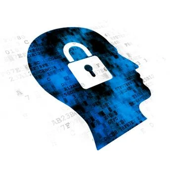 Information concept: Head With Padlock on Digital background 스톡 일러스트