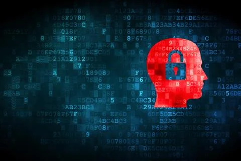 Information concept: Head With Padlock on digital background Stock Illustration