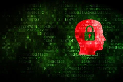 Information concept: Head With Padlock on digital background Stock Illustration