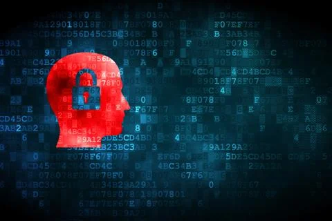 Information concept: Head With Padlock on digital background Ilustração Stock
