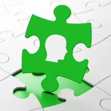 Information concept: Head on puzzle background Ilustração Stock