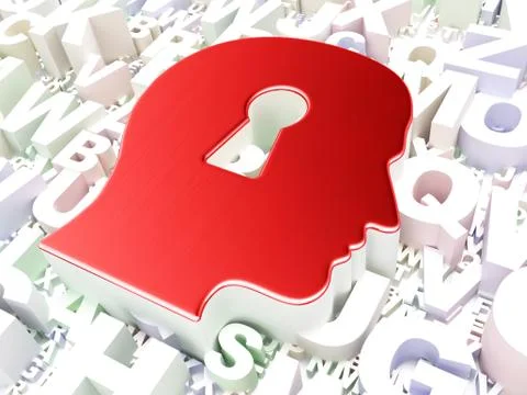 Information concept: Head Whis Keyhole on alphabet background Stock Illustration