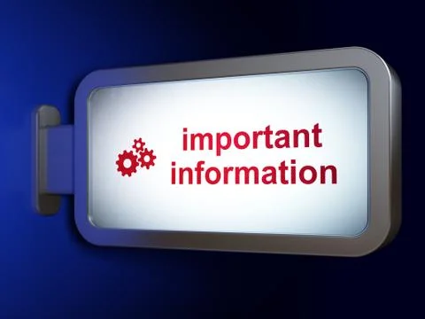 Information concept: Important Information and Gears on billboard background Stock-Illustration