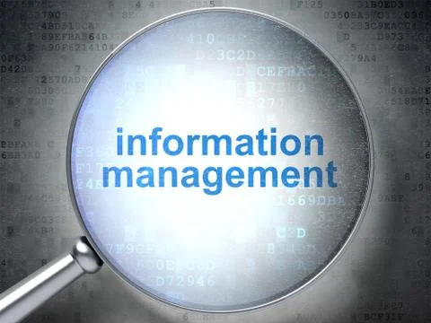 Information concept: Information Management with optical glass Illustrazione stock