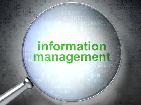 Information concept: Information Management with optical glass Illustrazione stock
