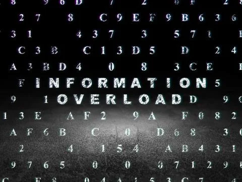 Information concept: Information Overload in grunge dark room Stock Illustration