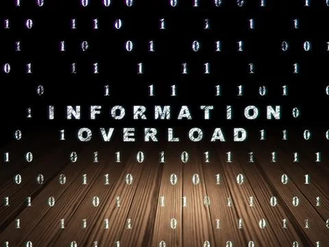 Information concept: Information Overload in grunge dark room Stock Illustration