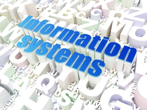 Information concept: Information Systems on alphabet background Stockillustratie