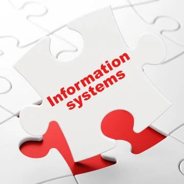 Information concept: Information Systems on puzzle background Stock Illustration
