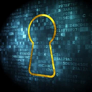 Information concept: Keyhole on digital background 스톡 일러스트