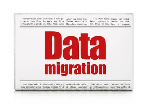 Information concept: newspaper headline Data Migration Stock Illustration