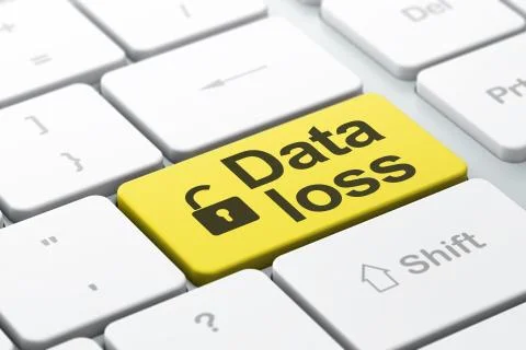 Information concept: Opened Padlock and Data Loss on computer ke Stock Illustration