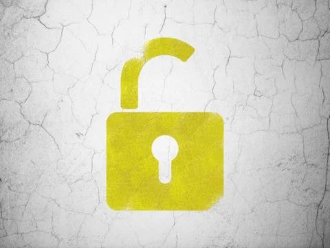Information concept: Opened Padlock on wall background Stock Illustration