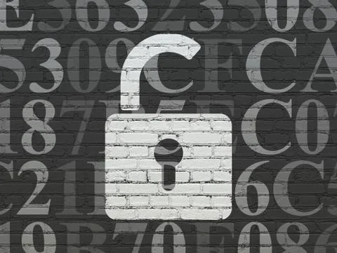 Information concept: Opened Padlock on wall background 库存插图