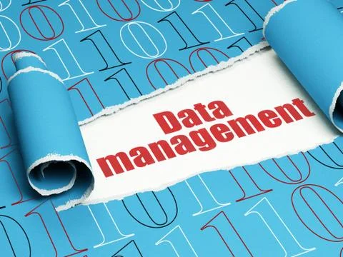 Information concept: red text Data Management under the piece of  torn paper 스톡 일러스트