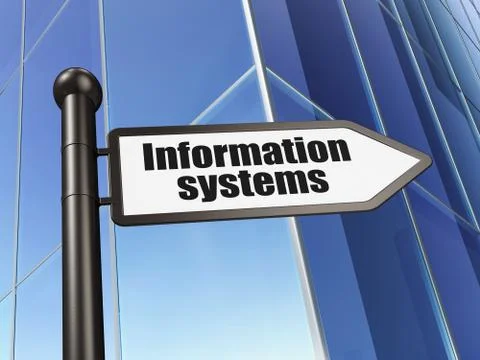 Information concept: sign Information Systems on Building background Ilustración de archivo