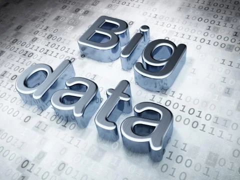 Information concept: Silver Big Data on digital background 스톡 일러스트