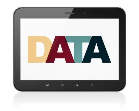 Information concept: Tablet Computer with Data on  display 스톡 일러스트