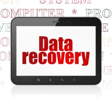 Information concept: Tablet Computer with Data Recovery on display 스톡 일러스트