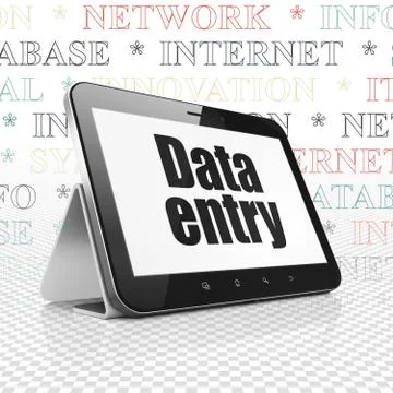 Information concept: Tablet Computer with Data Entry on display Illustrazione stock