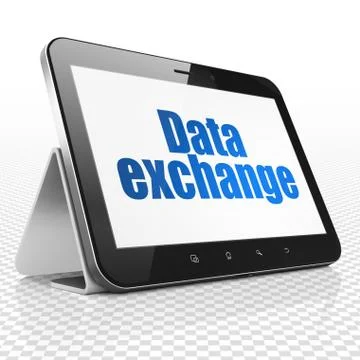 Information concept: Tablet Computer with Data Exchange on display 스톡 일러스트