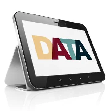 Information concept: Tablet Computer with Data on  displa 스톡 일러스트