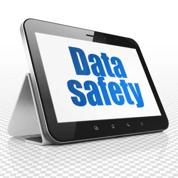 Information concept: Tablet Computer with Data Safety on display 스톡 일러스트