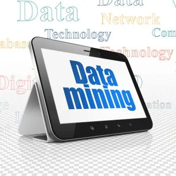 Information concept: Tablet Computer with Data Mining on display Stock Illustration