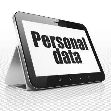 Information concept: Tablet Computer with Personal Data on display 스톡 일러스트