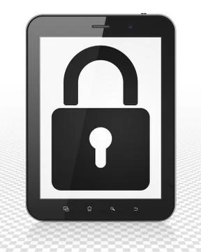 Information concept: Tablet Pc Computer with Closed Padlock on display Stock Illustration