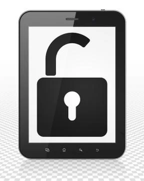 Information concept: Tablet Pc Computer with Opened Padlock on display Stock Illustration