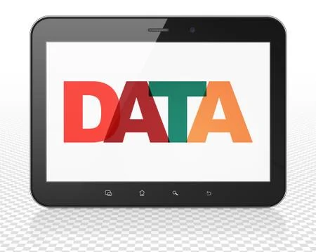 Information concept: Tablet Pc Computer with Data on  display Illustrazione stock